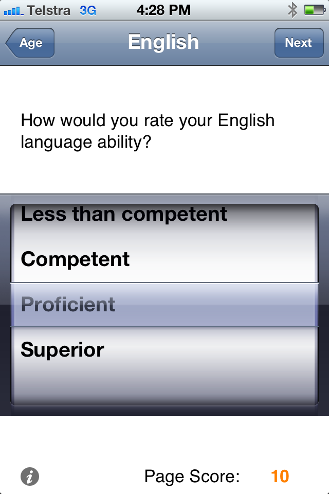 English language ability
